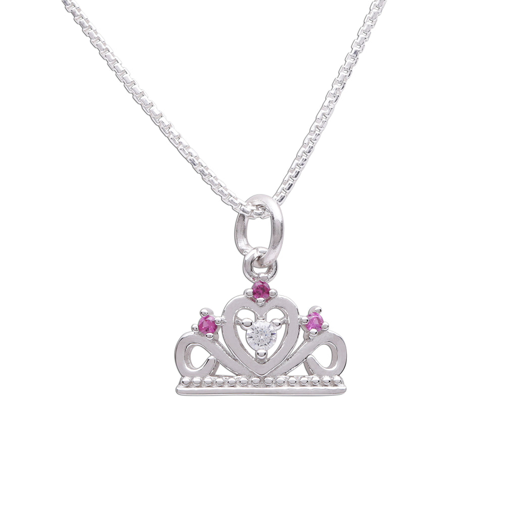 Sterling Silver Princess Tiara Necklace for Little girls