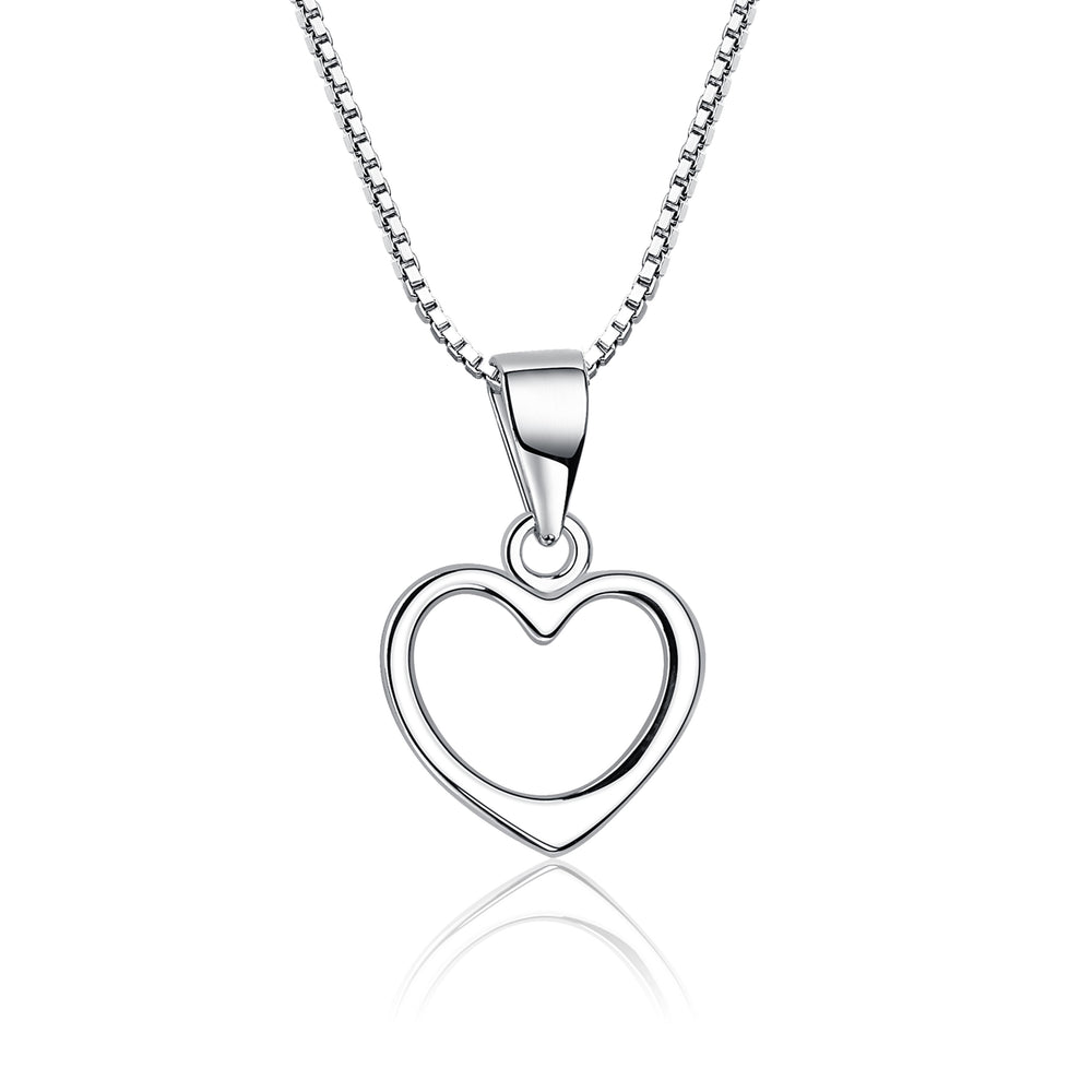 
                
                    Load image into Gallery viewer, Sterling Silver Children&amp;#39;s Hollow Heart Necklace
                
            