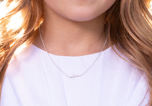 Timeless First Communion Gift For Girls Sideways Cross Necklace