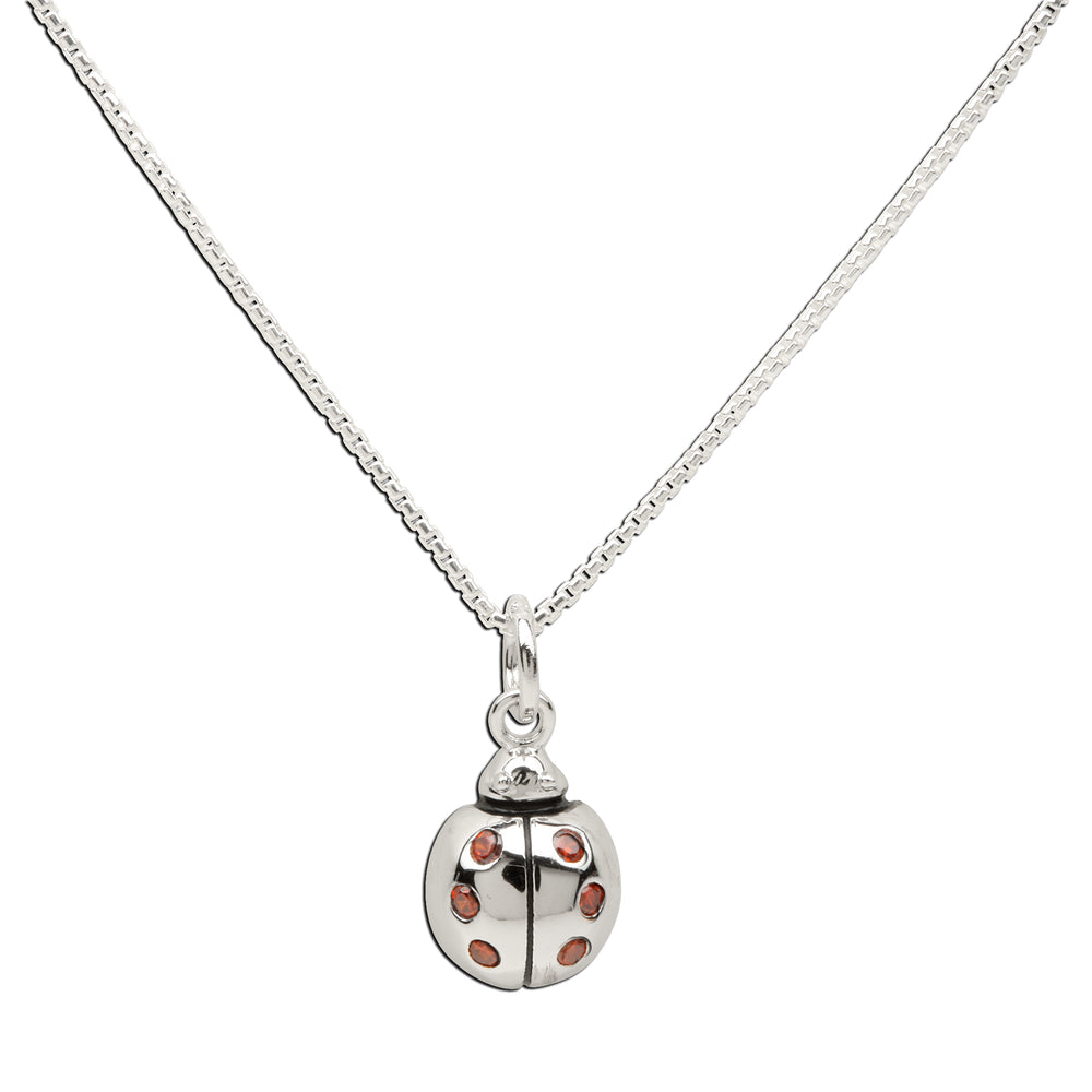 
                
                    Load image into Gallery viewer, Sterling Silver Kid&amp;#39;s Ladybug Necklace
                
            