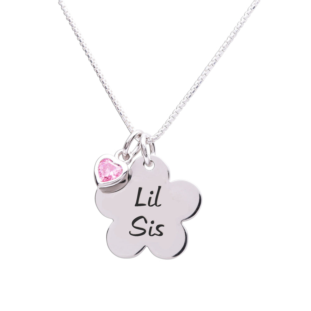 Sterling Silver Little Sister Necklace for Girls