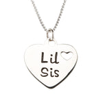 sterling silver lil sis charm necklace for little sisters