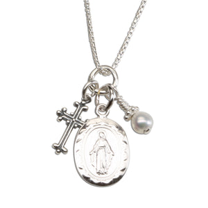 First Communion Miraculous Medal Necklace for Girls