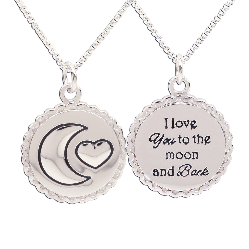 Sterling Silver I Love You to the Moon and Back Necklace for Kids
