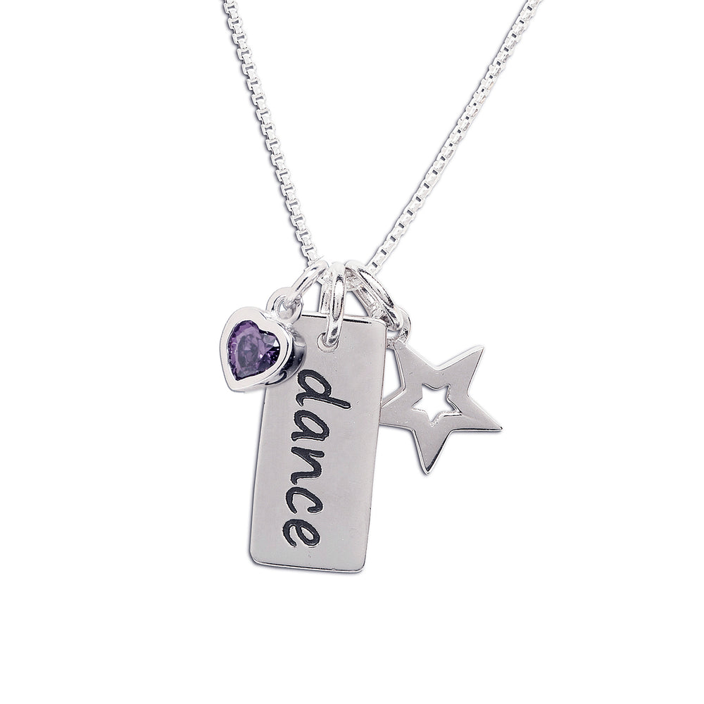 Girls Sterling silver dance charm with purple charm