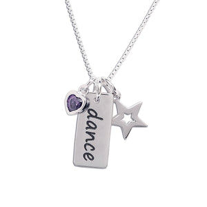 
                
                    Load image into Gallery viewer, Girls Sterling silver dance charm with purple charm
                
            