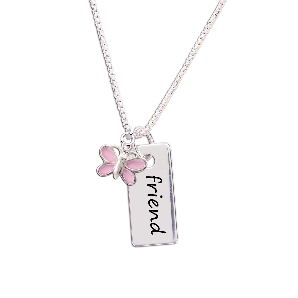 Kids friend necklace with butterfly charm