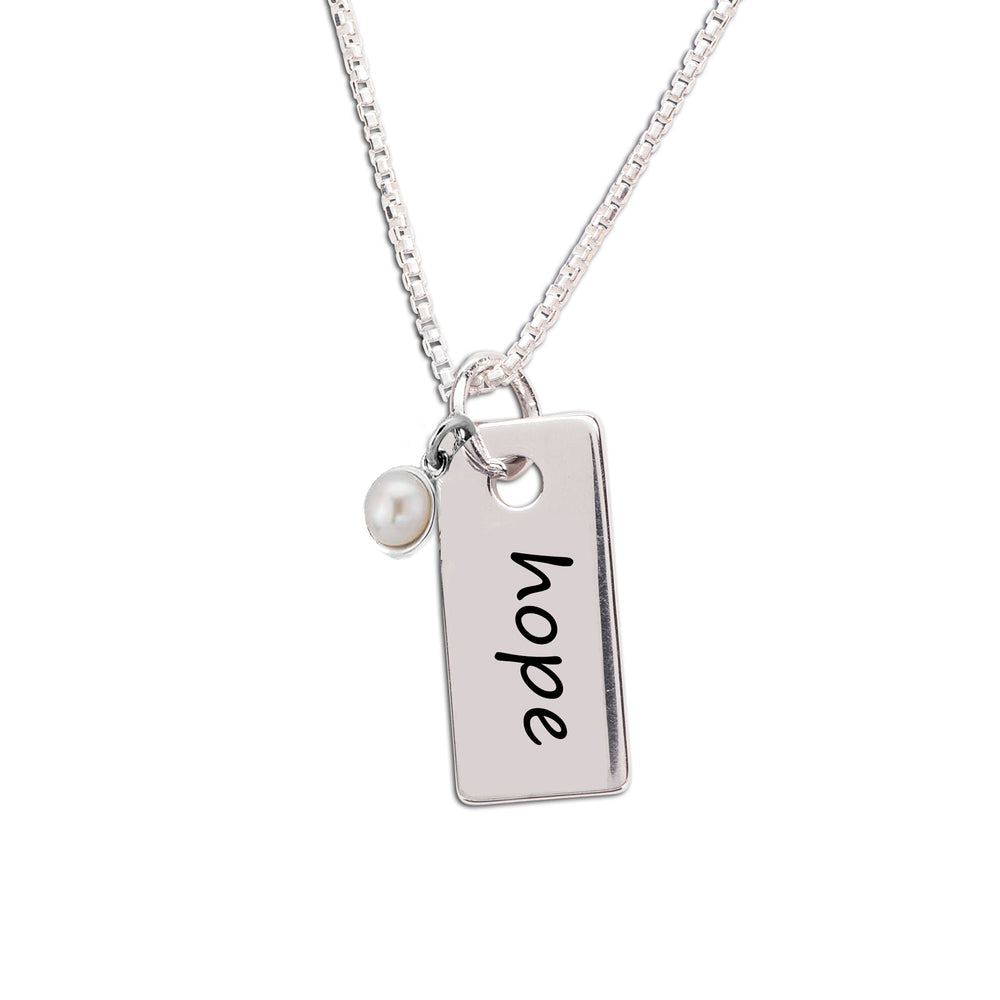 
                
                    Load image into Gallery viewer, Sterling silver hope bar necklace for kids
                
            