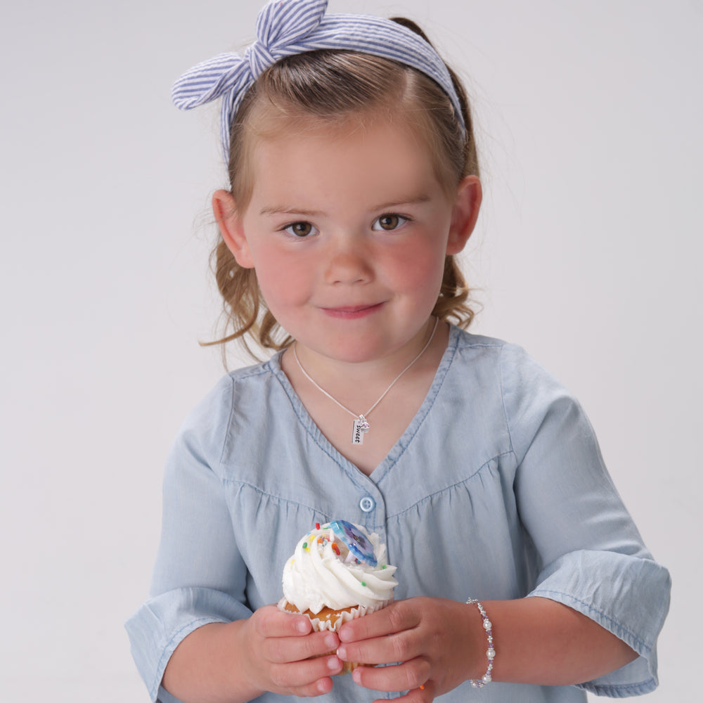 
                
                    Load image into Gallery viewer, Sterling Silver Girl&amp;#39;s Sweet Cupcake Necklace
                
            