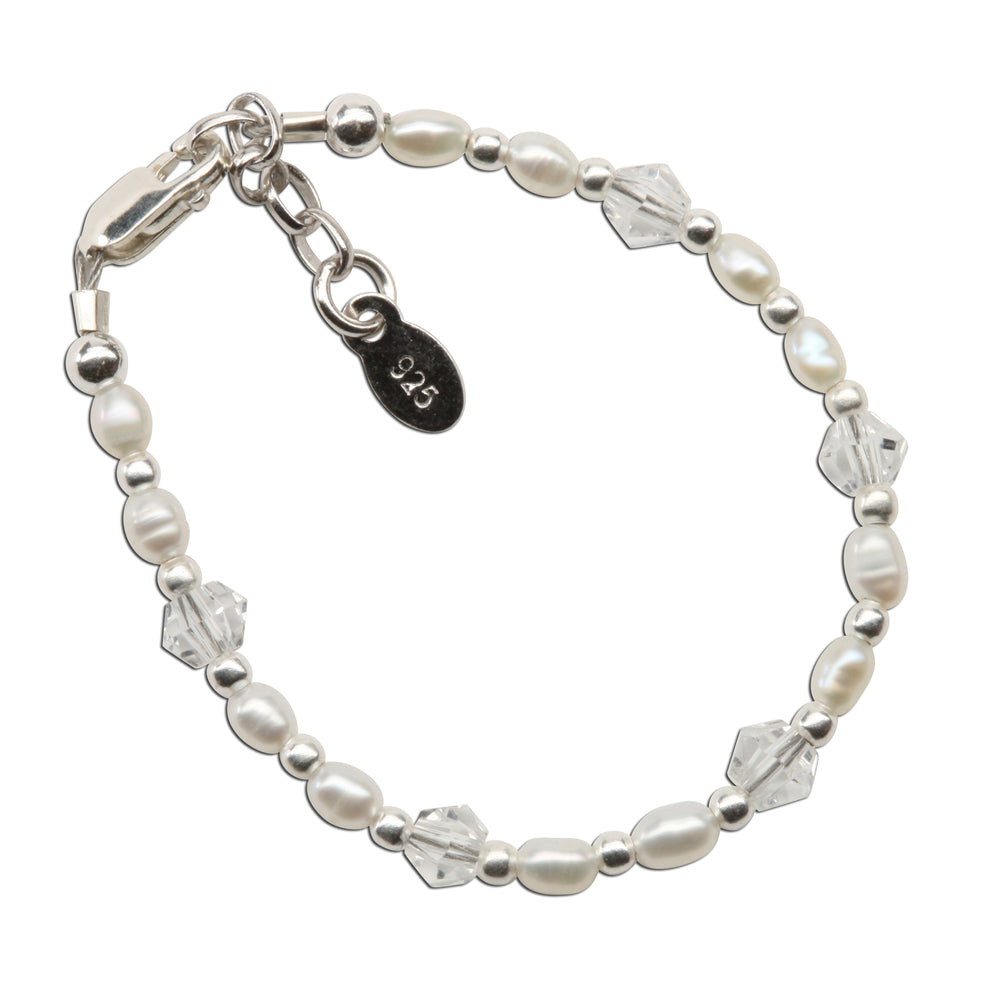 
                
                    Load image into Gallery viewer, Sterling Silver Pearl Blessing Bracelet for Baby Girls
                
            