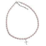 Pink Pearl Necklace for girls baptism first communion