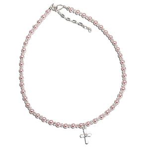 
                
                    Load image into Gallery viewer, Pink Pearl Necklace for girls baptism first communion
                
            