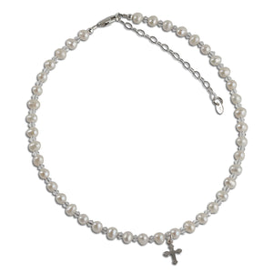 Girls White Cross Necklace for First Communion Baptism