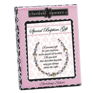 Baptism Bracelet with Pearl Hearts (6-12 years)