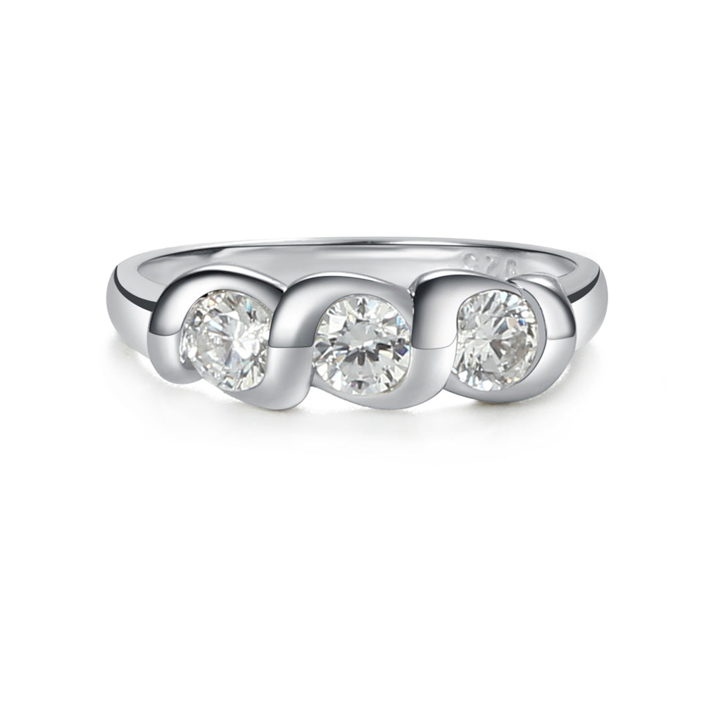 
                
                    Load image into Gallery viewer, Sterling Silver Baby Ring with Twisted Band and Three CZ Stones for Girls
                
            