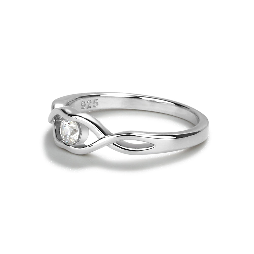 Sterling Silver Baby Ring with Twisted Band and Clear CZ for Girls