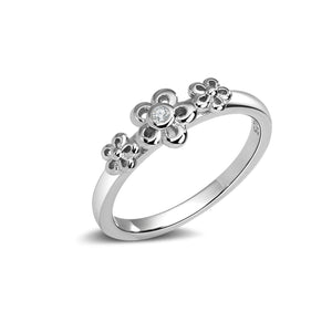 Sterling Silver Baby Ring with Daisy Flowers for Girls