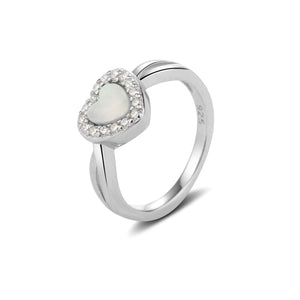 Sterling Silver Mother of Pearl Heart Ring for Kids