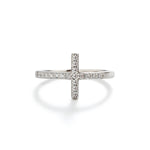 Sterling Silver Cross Ring with CZs for Teens or Women