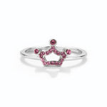 Sterling Silver Pink Tiara Baby Ring with CZs for Kids