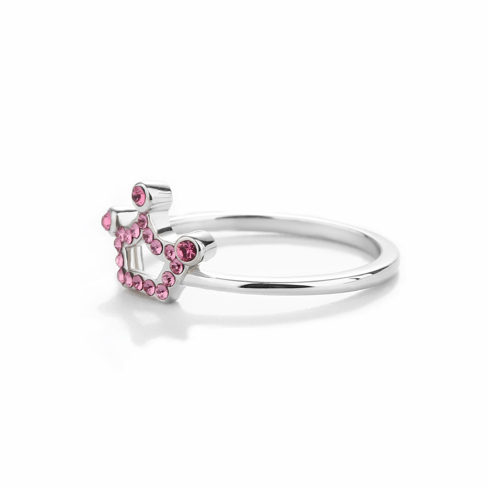 
                
                    Load image into Gallery viewer, Sterling Silver Pink Tiara Baby Ring with CZs for Kids
                
            