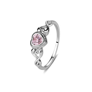 Sterling Silver Pink Heart Baby Ring for Little Girls