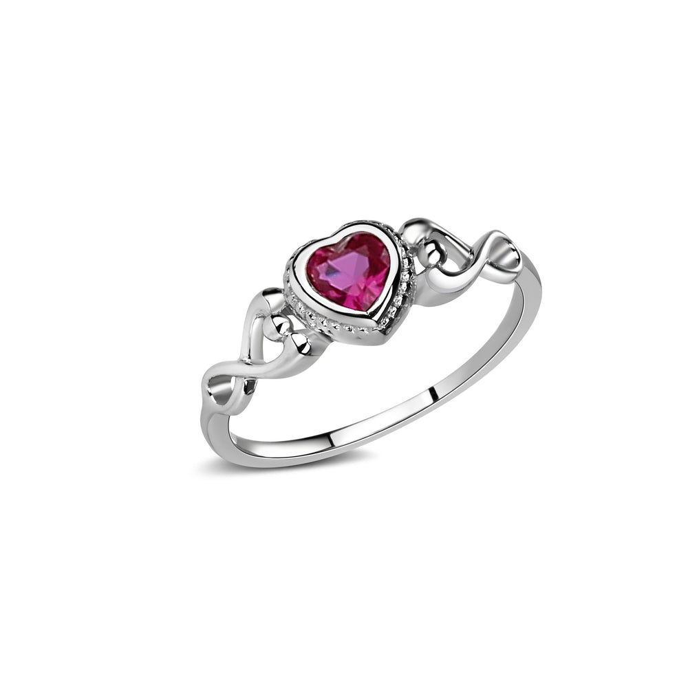 
                
                    Load image into Gallery viewer, Sterling Silver Ruby Heart Baby Ring for Girls
                
            
