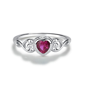 
                
                    Load image into Gallery viewer, Sterling Silver Ruby Heart Baby Ring for Girls
                
            