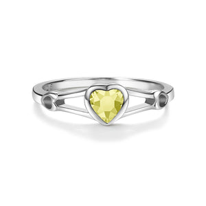Sterling Silver Open Heart Birthstone Baby Ring for Kids