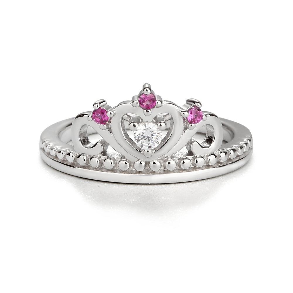 Sterling Silver Tiara Baby Ring with CZs for Kids