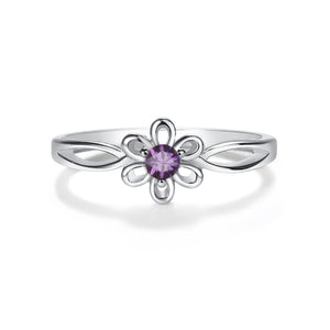 
                
                    Load image into Gallery viewer, Sterling Silver Daisy Birthstone Baby Ring for Kids
                
            