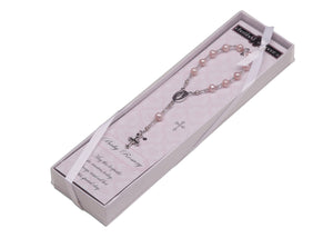 Sterling Silver Pink Baby Rosary Baptism Gift