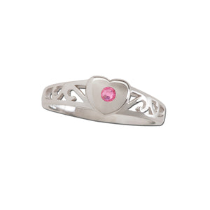 Timeless Sterling Silver Heart Ring with Genuine Pink Sapphire