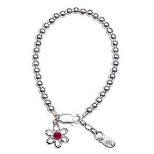 Birthstone Bracelet - Sterling Silver Silver Daisy for Babies and Girls
