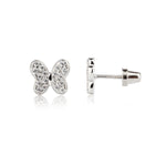 Sterling Silver Kid's Butterfly Earrings with Clear CZs