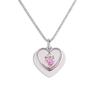 Personalized Sterling Silver Engraved Birthstone Dancing Heart Necklace for Girls