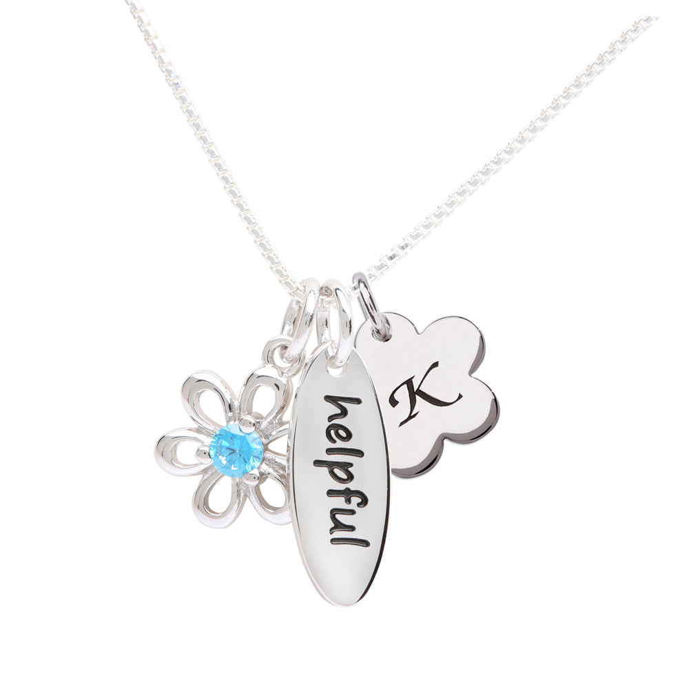 Sterling Silver Design-Your-Own Custom Necklace with Daisy and Initial Charm for Little Girls