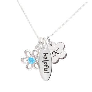 
                
                    Load image into Gallery viewer, Sterling Silver Birthstone Necklace with Meaning for Kids
                
            