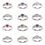 12-Piece Sterling Silver Baby Birthstone Ring Assortment (56-Heart)
