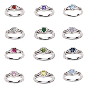 12-Piece Sterling Silver Baby Birthstone Ring Assortment (56-Heart)