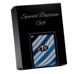 LDS Baptism Tie with CTR Oval Tie Pin for Boys