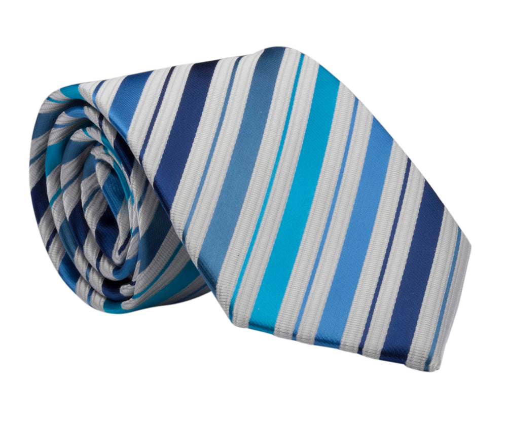 
                
                    Load image into Gallery viewer, First Communion Blue Stripe Tie with Silver or Gold Chalice Tie Pin Gift Set
                
            