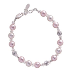 Sterling Silver Pink Pearl Stardust Bracelet for Kids, Toddlers, and Girls