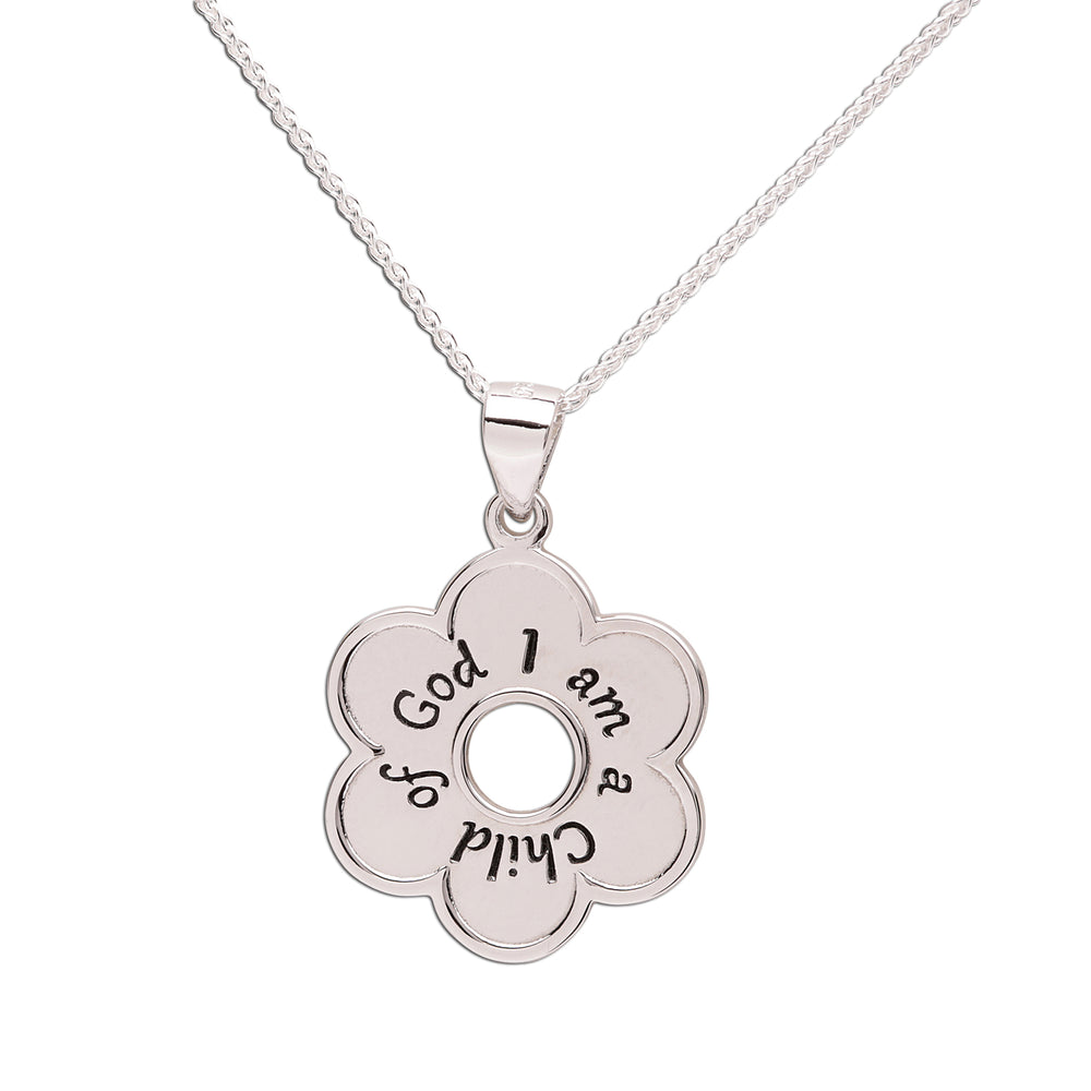 
                
                    Load image into Gallery viewer, I am a Child of God Necklace with Daisy for Girls
                
            