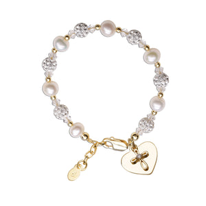 
                
                    Load image into Gallery viewer, Charlotte - 14K Gold Plated Pearl and Sparkling Stardust Children&amp;#39;s Bracelet
                
            