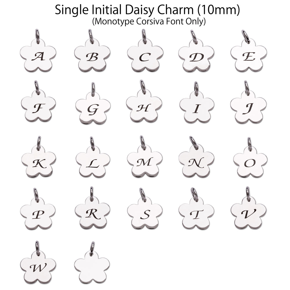 Sterling Silver Daisy Initial Charms