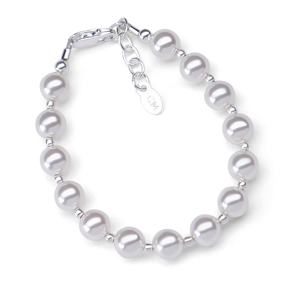 Sterling Silver Bracelet with Chunky Pearls for Little Girls