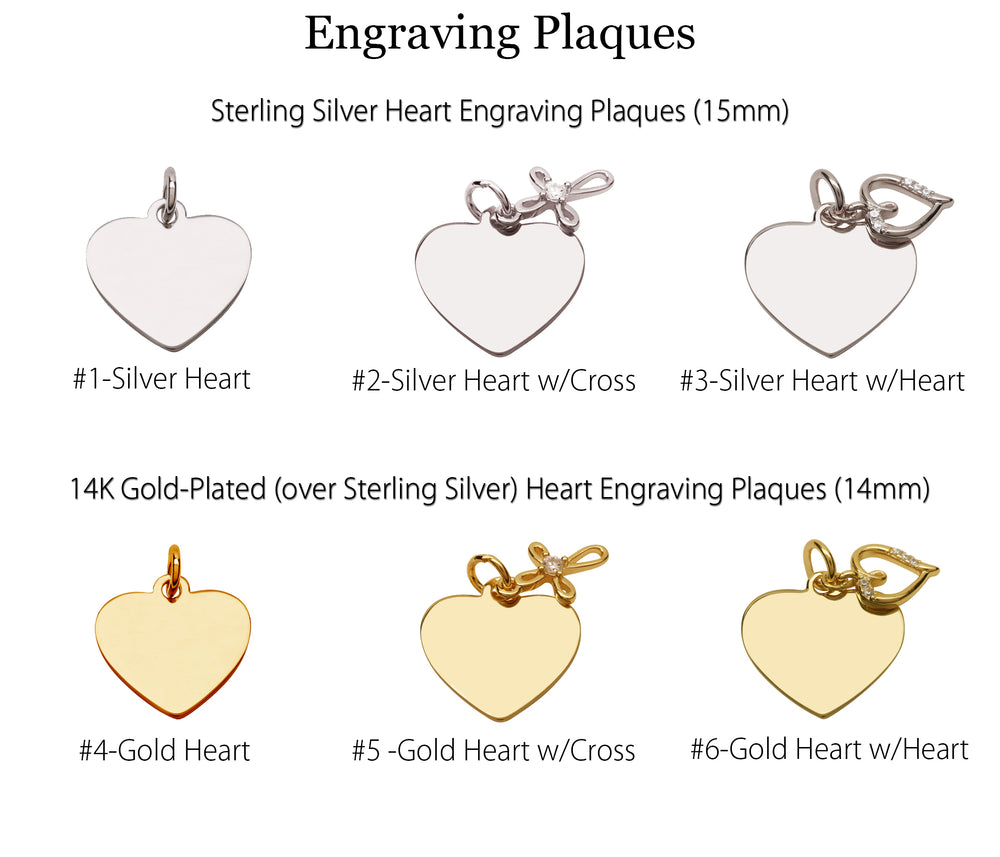 Custom Engraved Heart Charms Gold Heart w/Heart