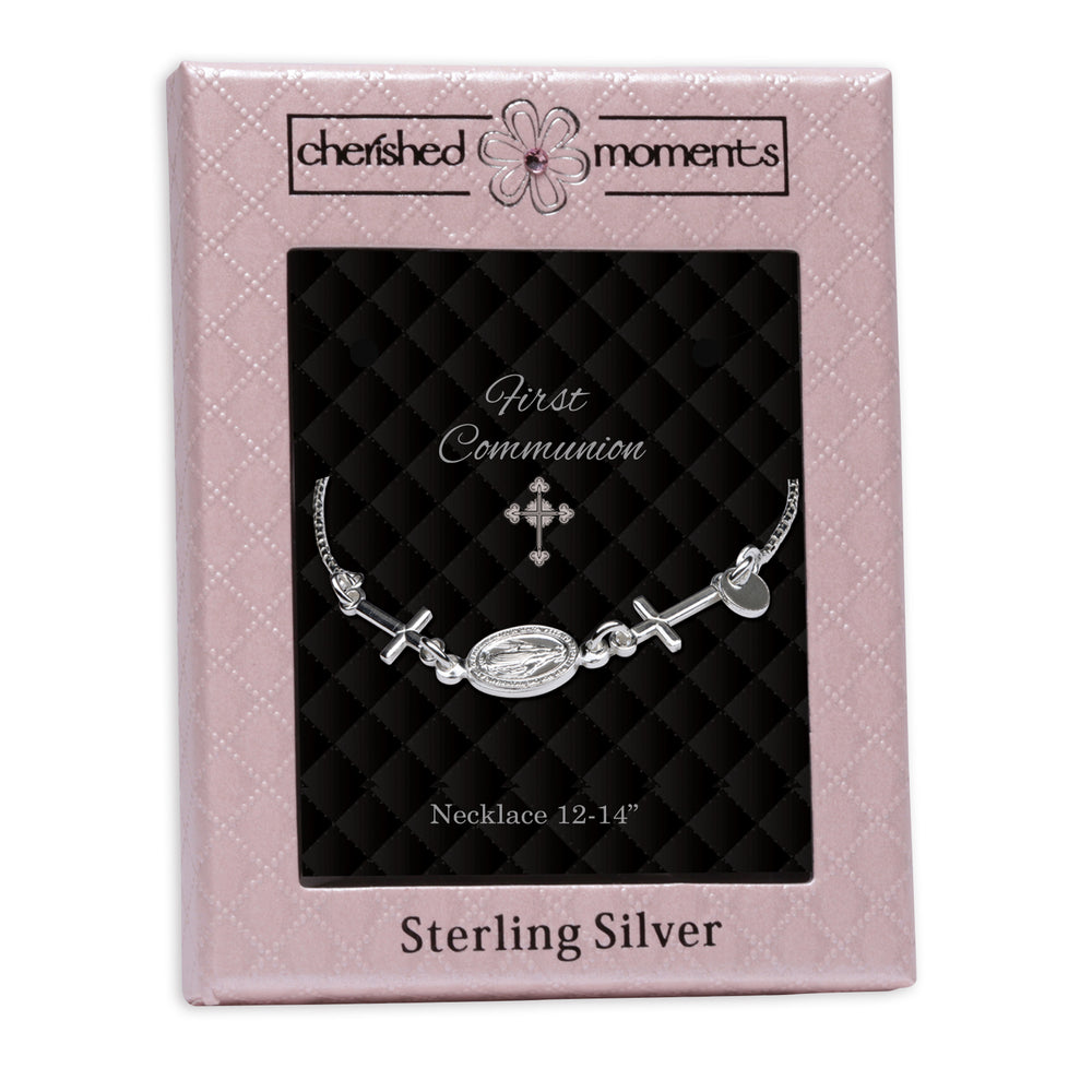Sterling Silver Miraculous Cross Bolo Communion Bracelet