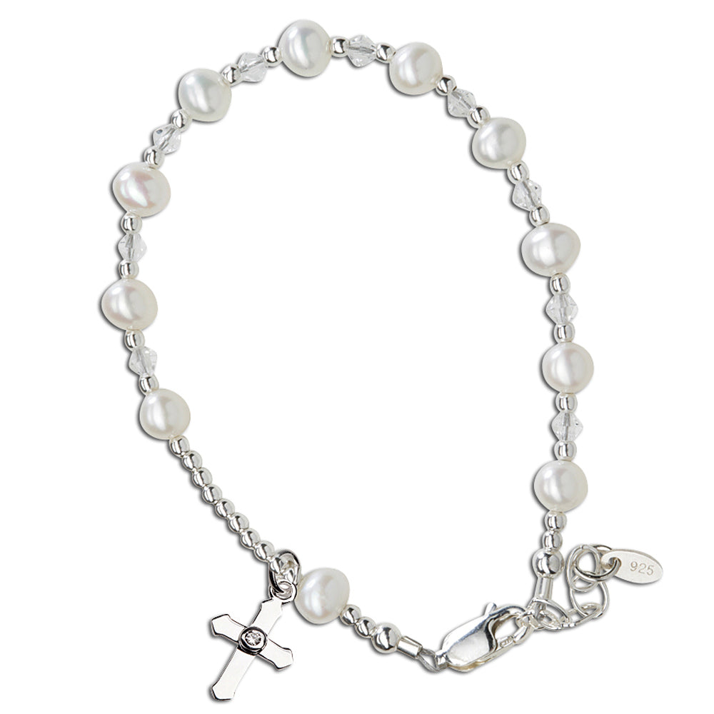
                
                    Load image into Gallery viewer, Sterling Silver First Communion Rosary Bracelet
                
            
